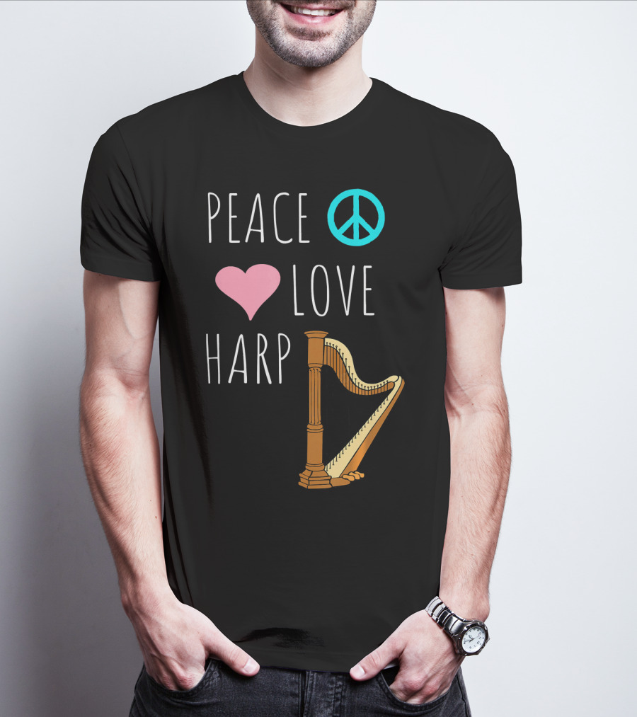 Peace Love Harp Player Musician Harpist T-Shirt
