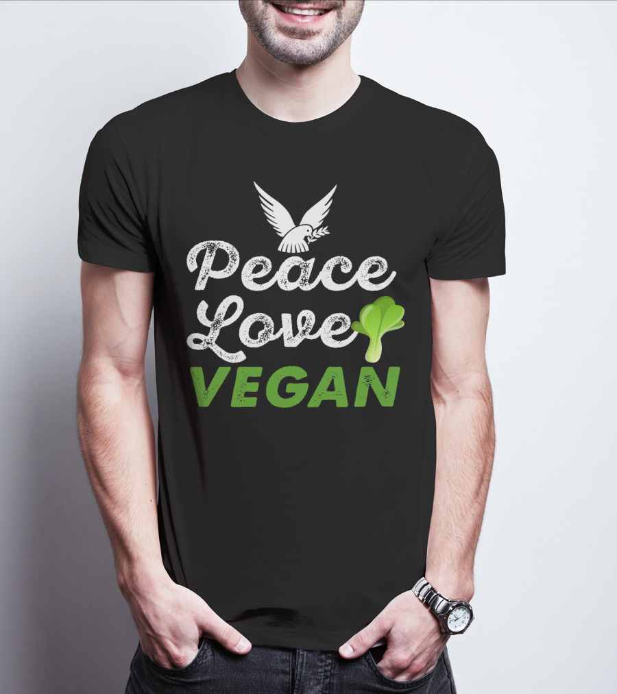 Peace Love Vegan Dove Leaf T-Shirt