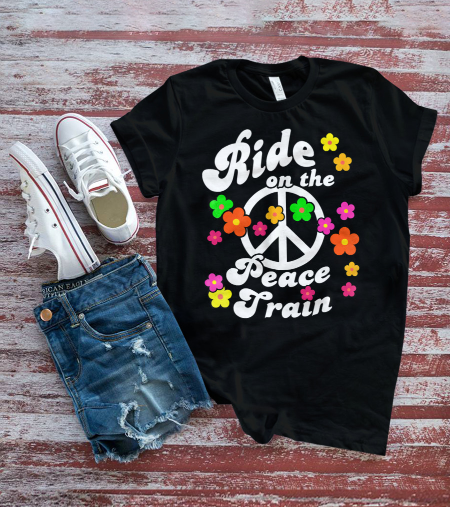 Ride On The Peace Train Flower Power T-Shirt