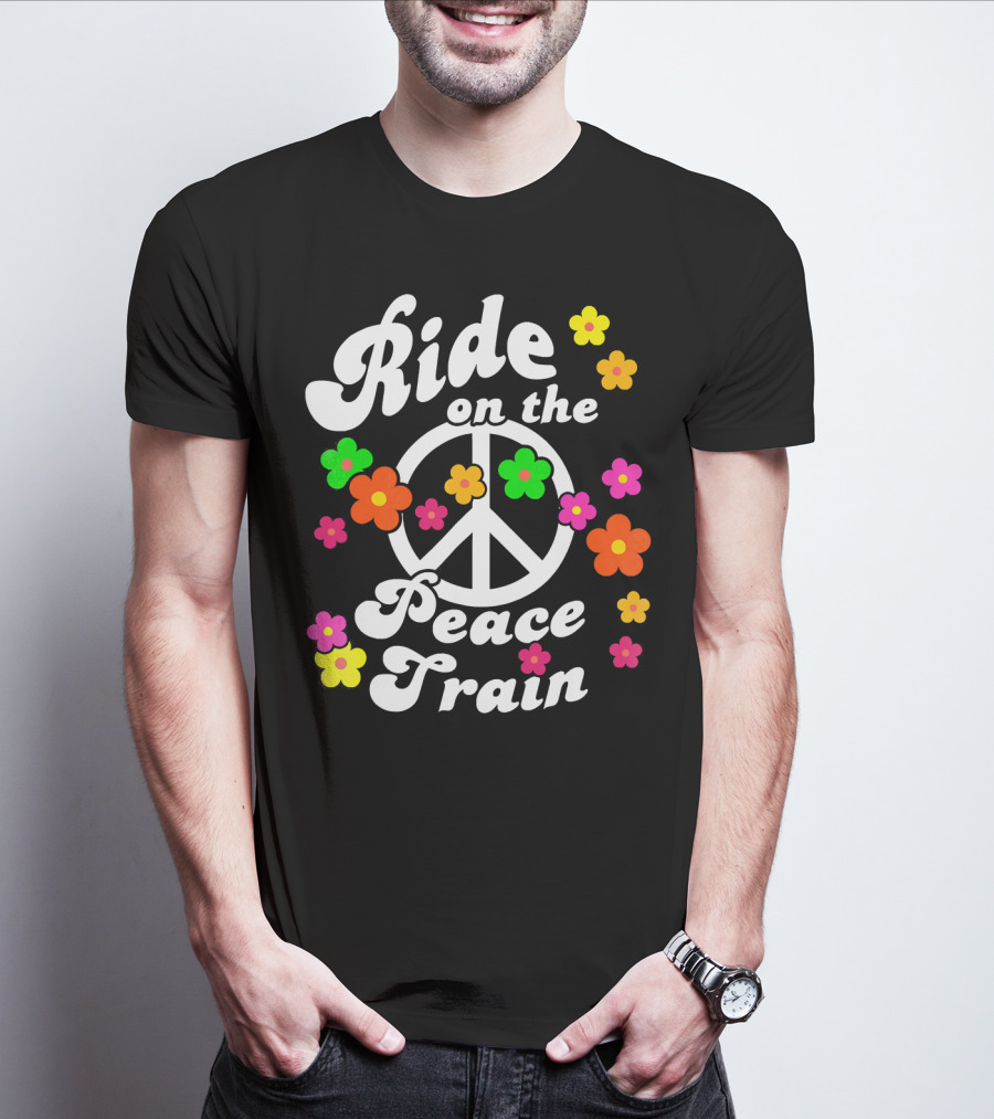 Ride On The Peace Train Flower Power T-Shirt