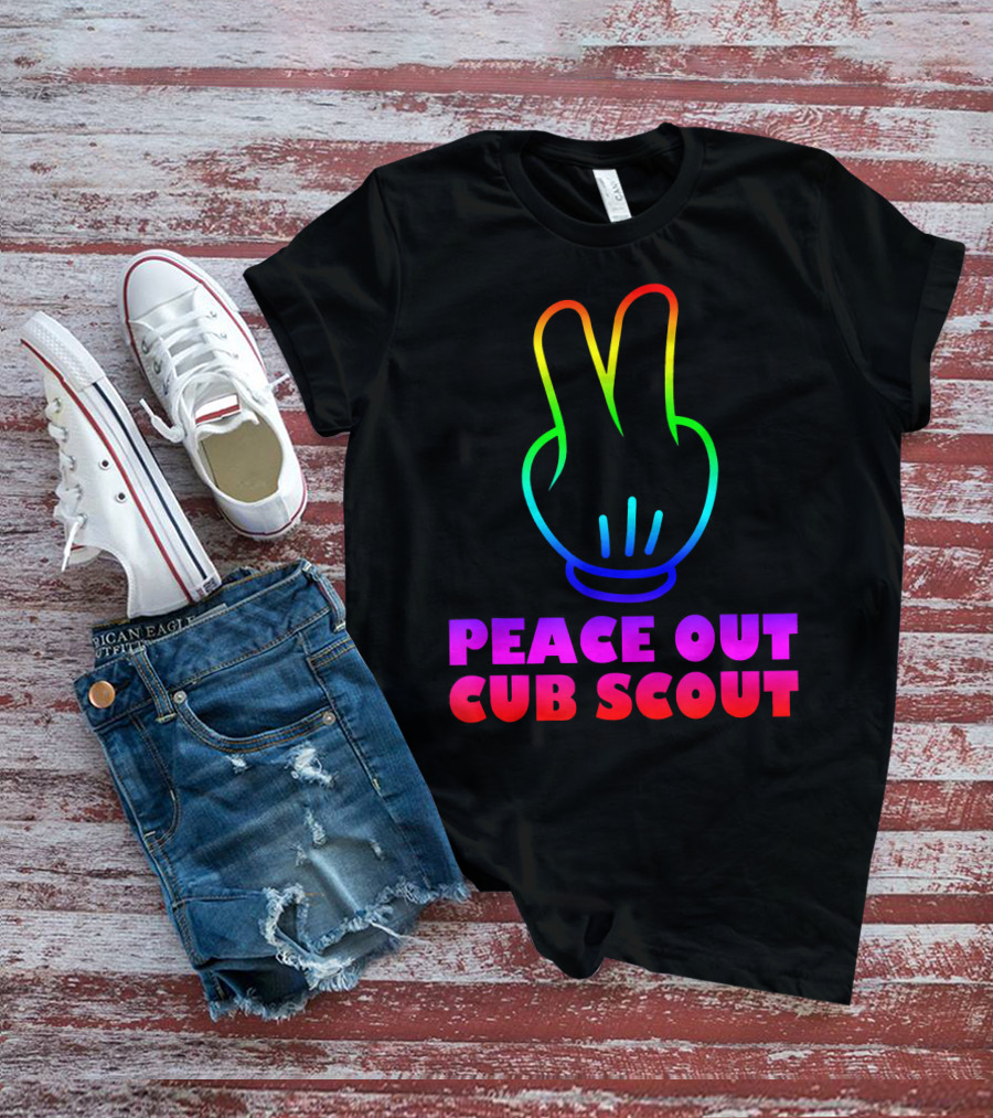 Peace Out Cub Scout Rainbow Hand Gesture T-Shirt