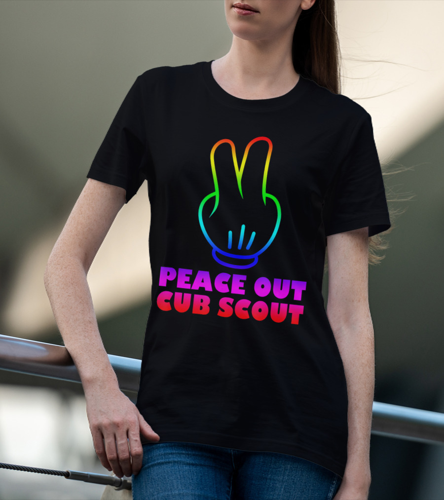 Peace Out Cub Scout Rainbow Hand Gesture T-Shirt