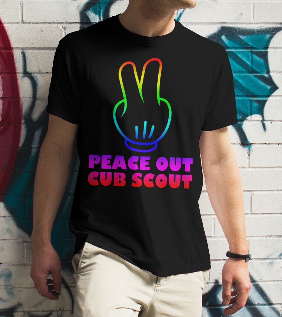 Peace Out Cub Scout Rainbow Hand Gesture T-Shirt