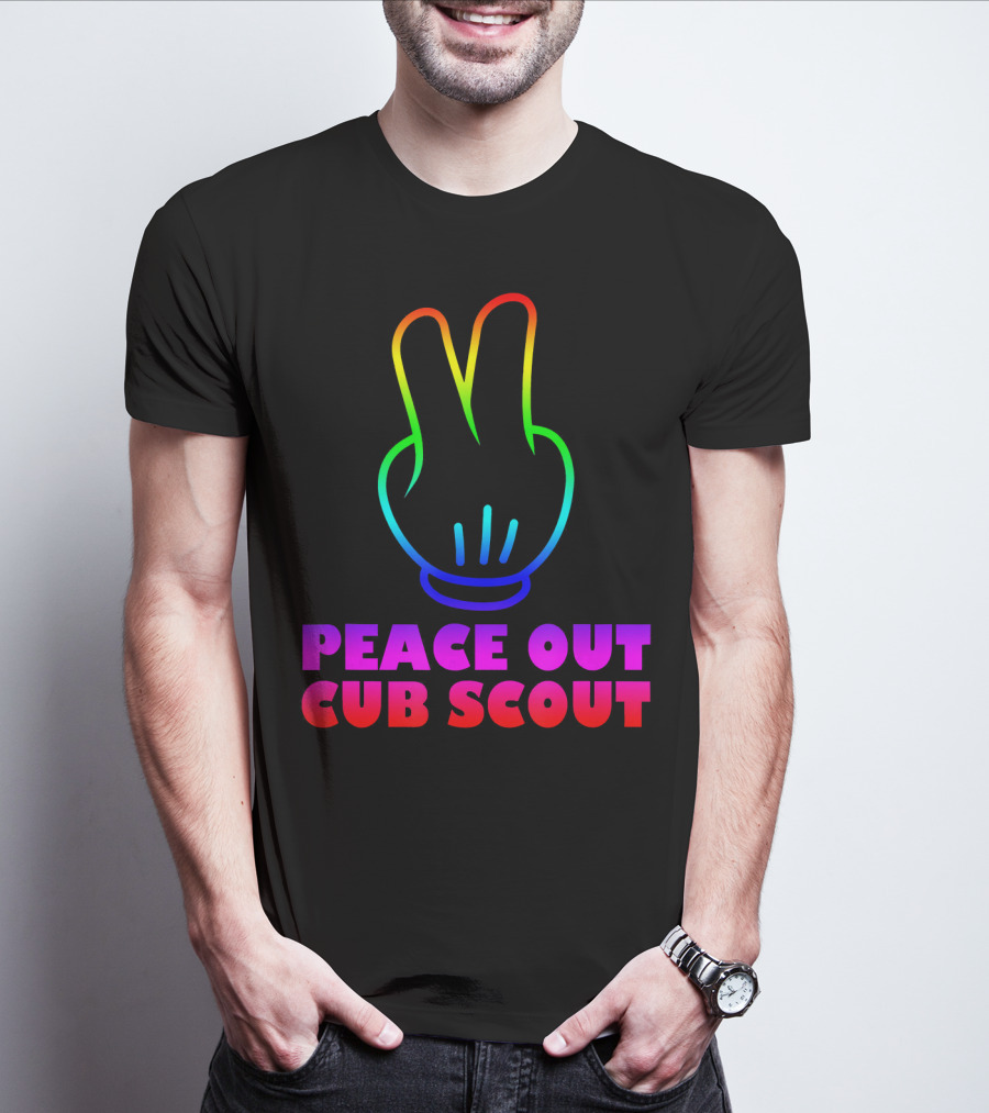 Peace Out Cub Scout Rainbow Hand Gesture T-Shirt