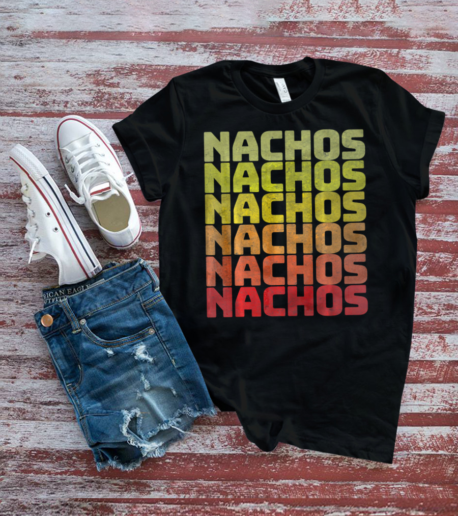 Nachos Retro Funny Tuesday Tacos Repeated Nachos Text T-Shirt