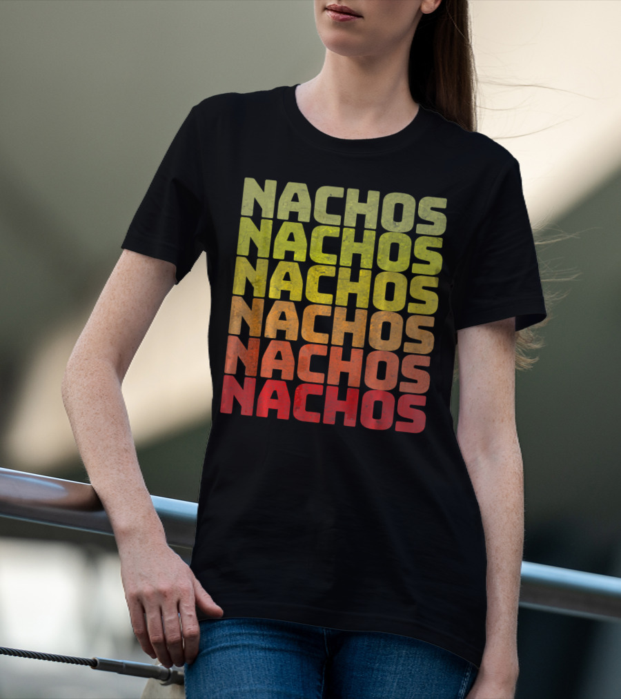 Nachos Retro Funny Tuesday Tacos Repeated Nachos Text T-Shirt