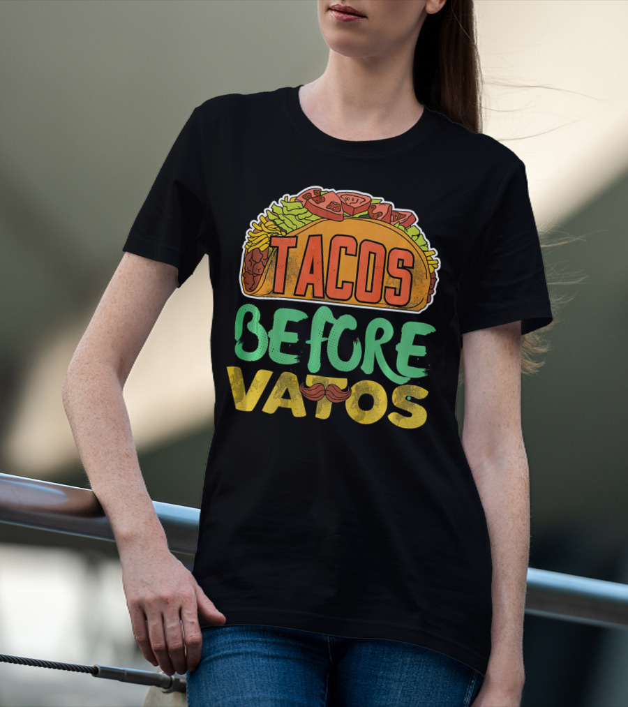 Tacos Before Vatos Funny Taco Tuesday Mustache T-Shirt