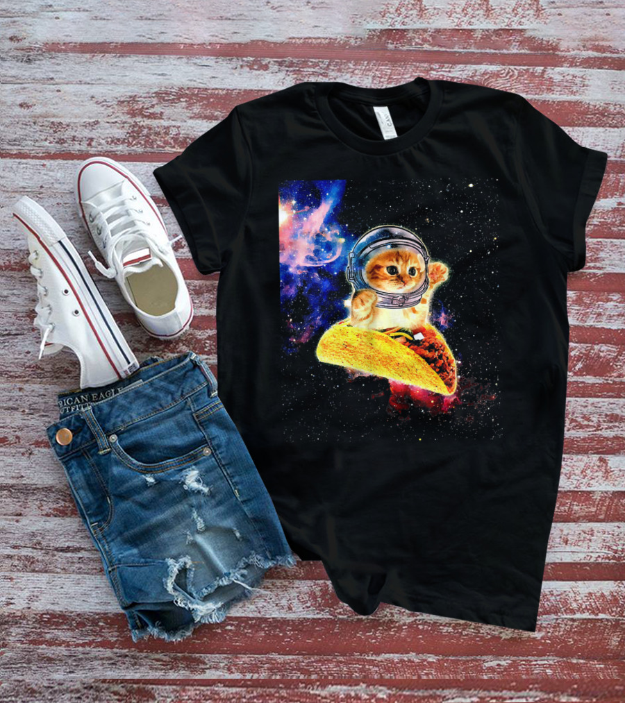 Crazy Space Taco Cat Astronaut Galaxy Adventure T-Shirt