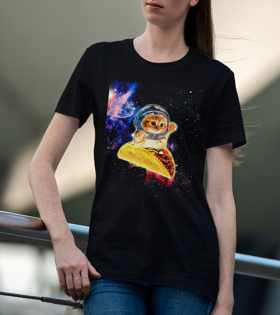 Crazy Space Taco Cat Astronaut Galaxy Adventure T-Shirt