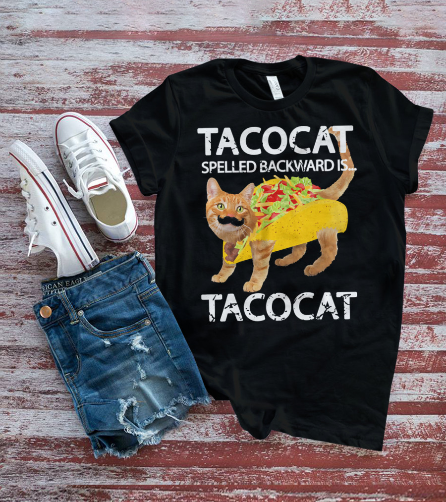 Tacocat Spelled Backward Is Tacocat Funny Cat Taco Lover T-Shirt