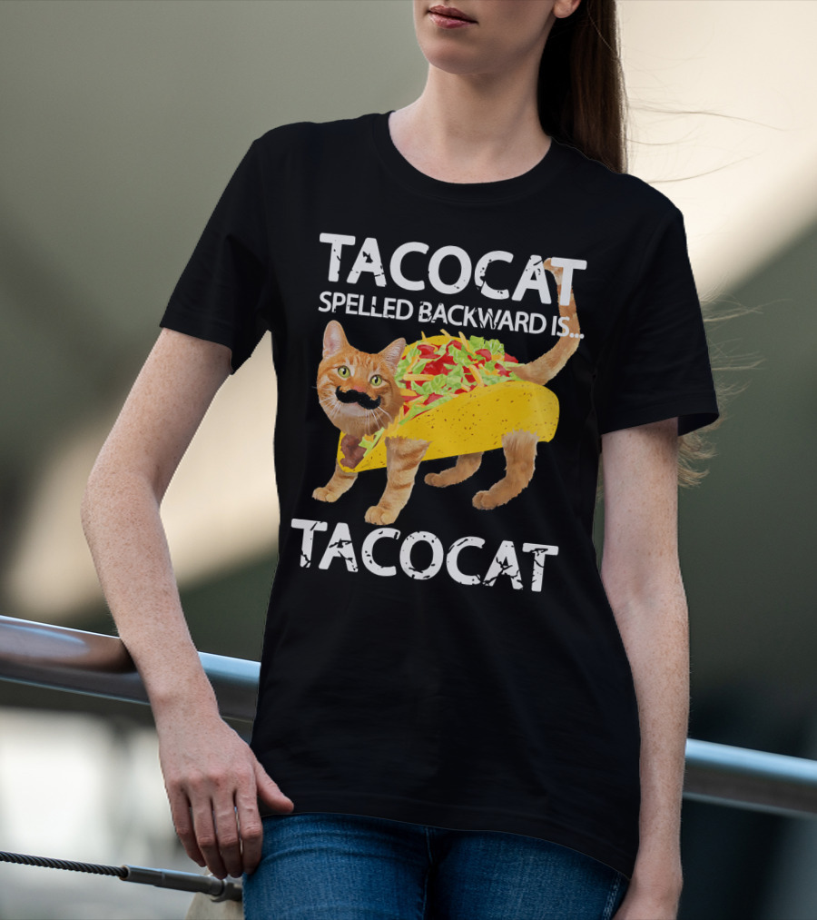 Tacocat Spelled Backward Is Tacocat Funny Cat Taco Lover T-Shirt