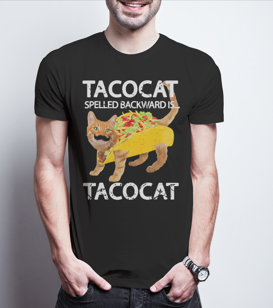 Tacocat Spelled Backward Is Tacocat Funny Cat Taco Lover T-Shirt