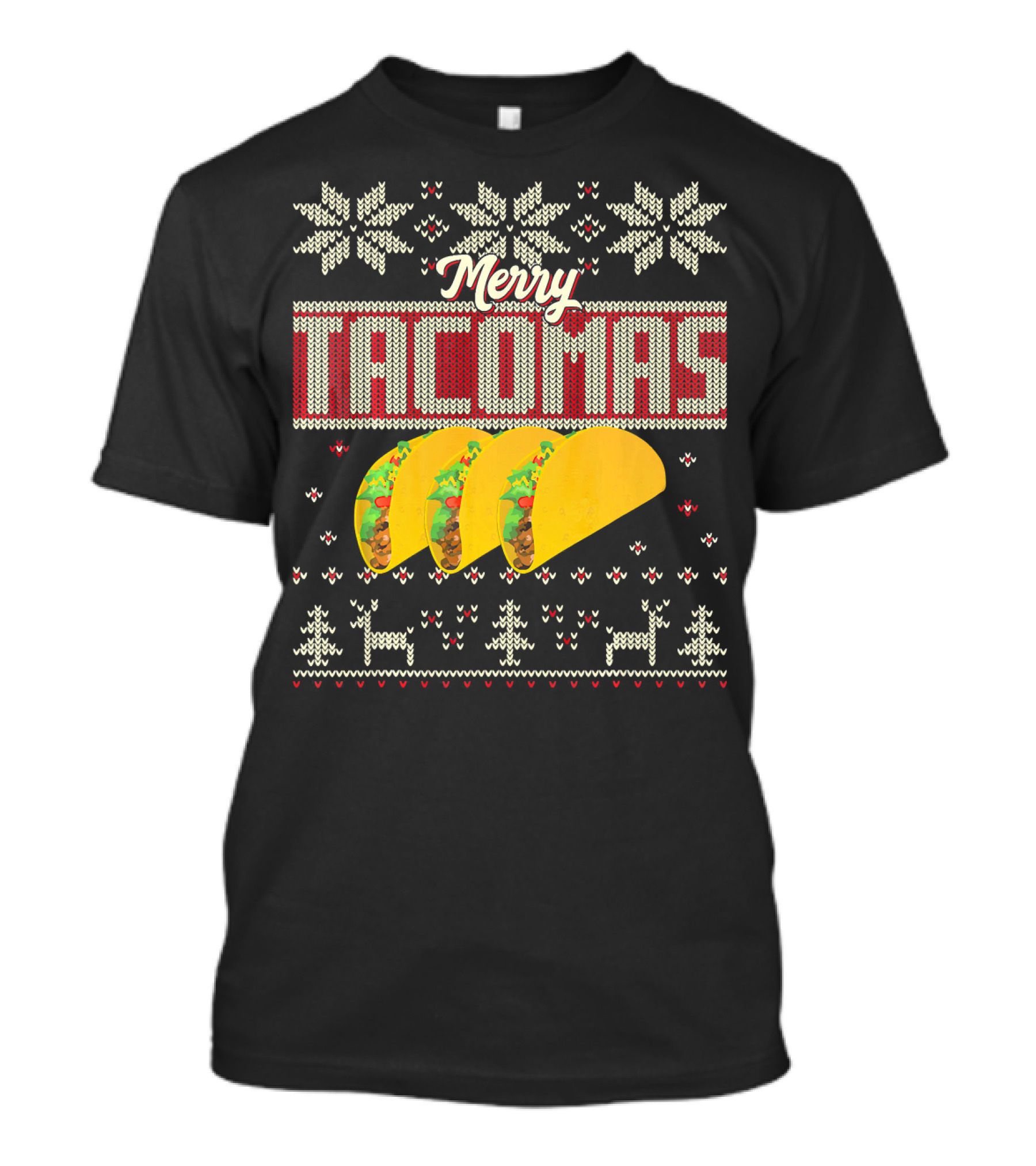 Merry Tacomas Ugly Christmas Sweater Taco Knit T-Shirt