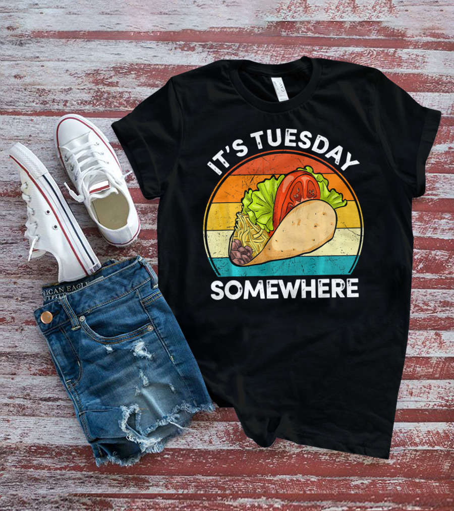 It's Tuesday Somewhere Vintage Taco Retro Stripes T-Shirt