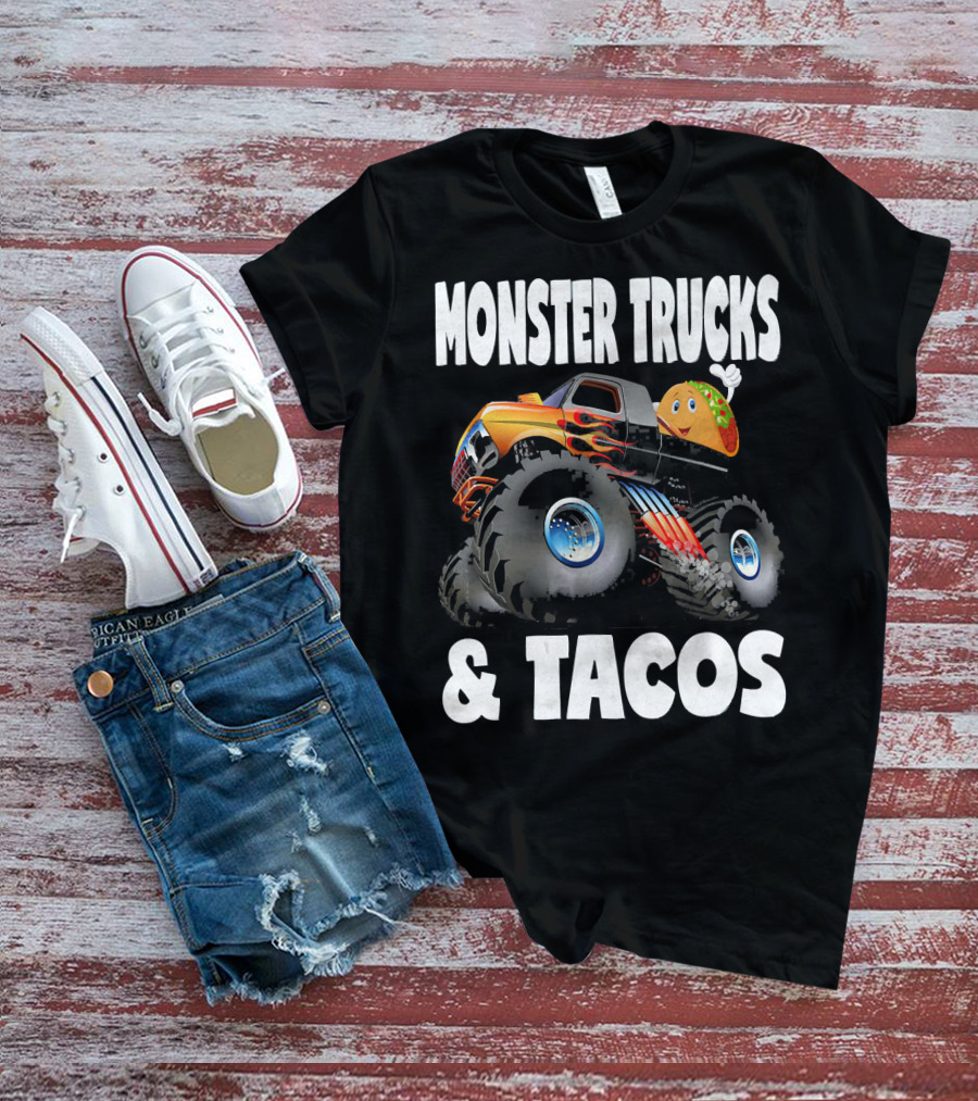 Monster Trucks And Tacos Funny Cute Taco Truck Adventure T-Shirt