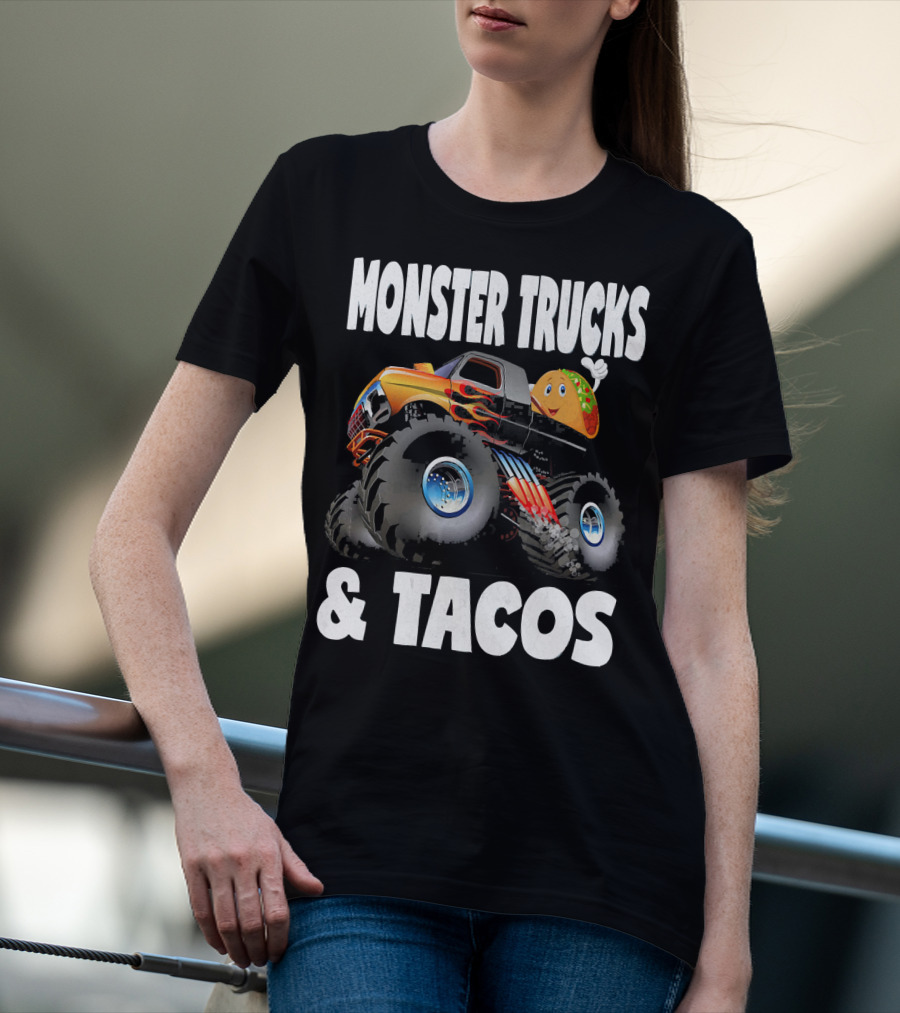 Monster Trucks And Tacos Funny Cute Taco Truck Adventure T-Shirt