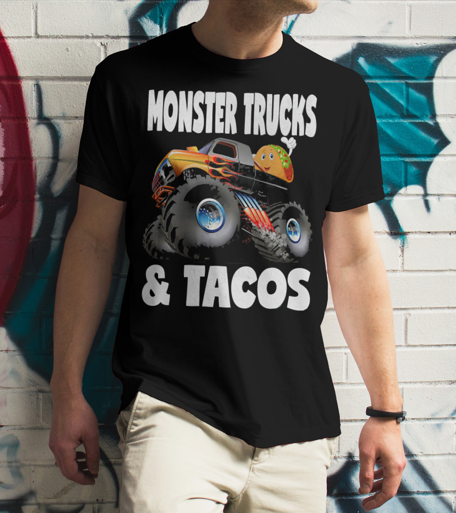 Monster Trucks And Tacos Funny Cute Taco Truck Adventure T-Shirt