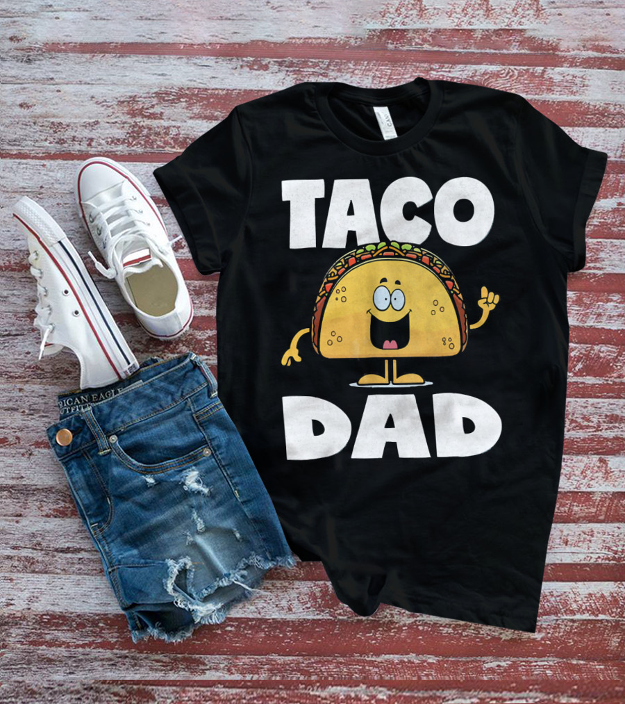 Taco Dad Funny Vintage Tacos Fathers Cartoon T-Shirt