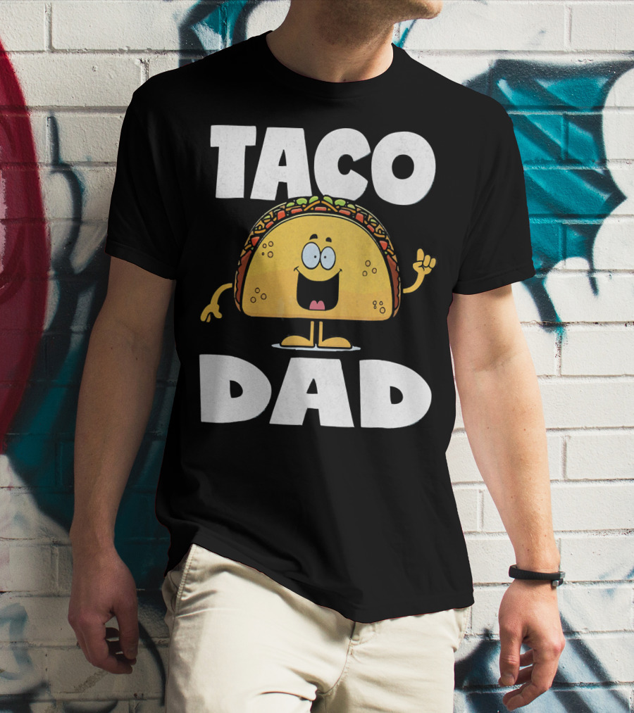 Taco Dad Funny Vintage Tacos Fathers Cartoon T-Shirt