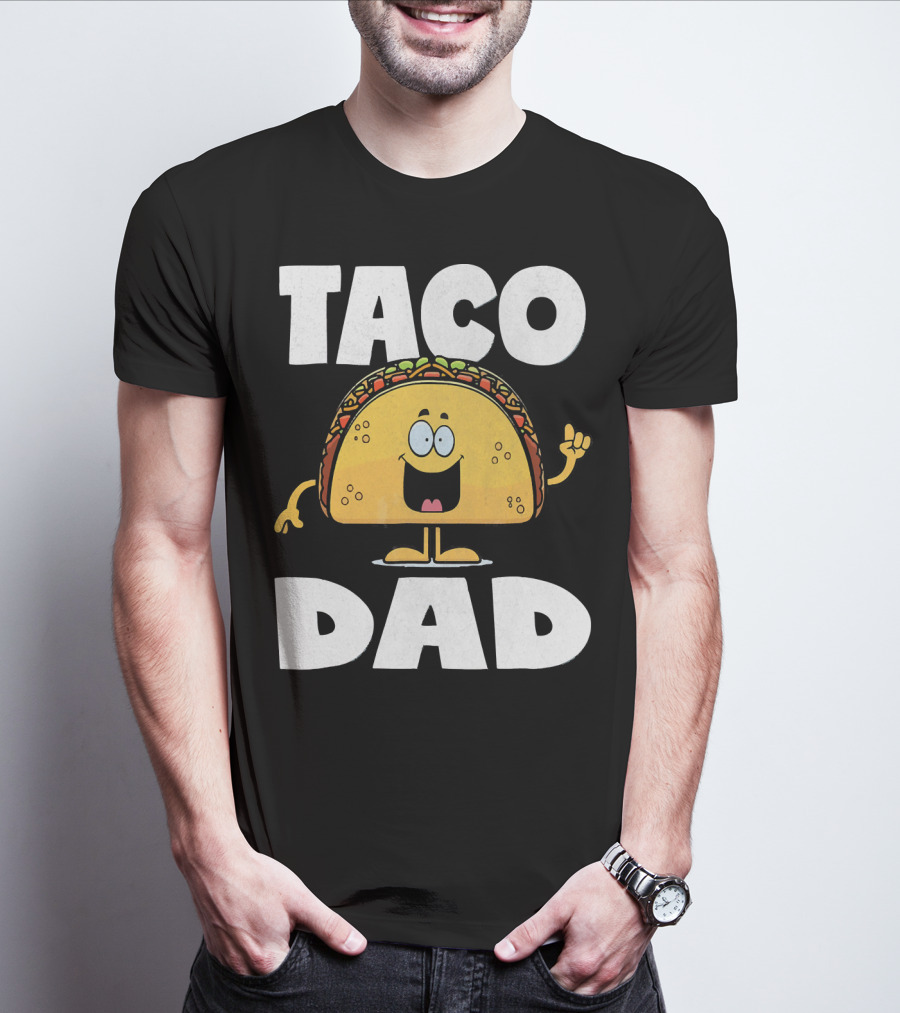 Taco Dad Funny Vintage Tacos Fathers Cartoon T-Shirt