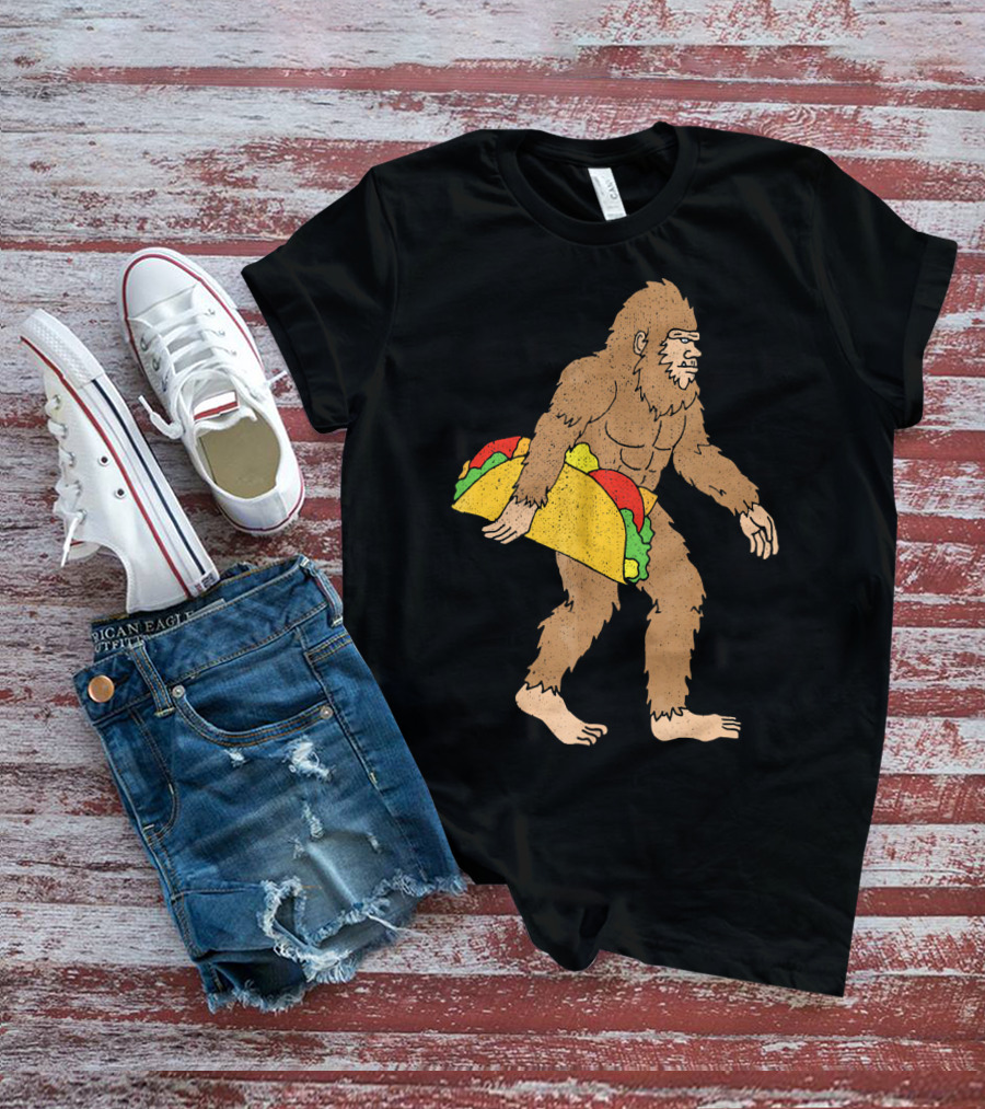 Funny Yetti Big Foot Taco Holding T-Shirt