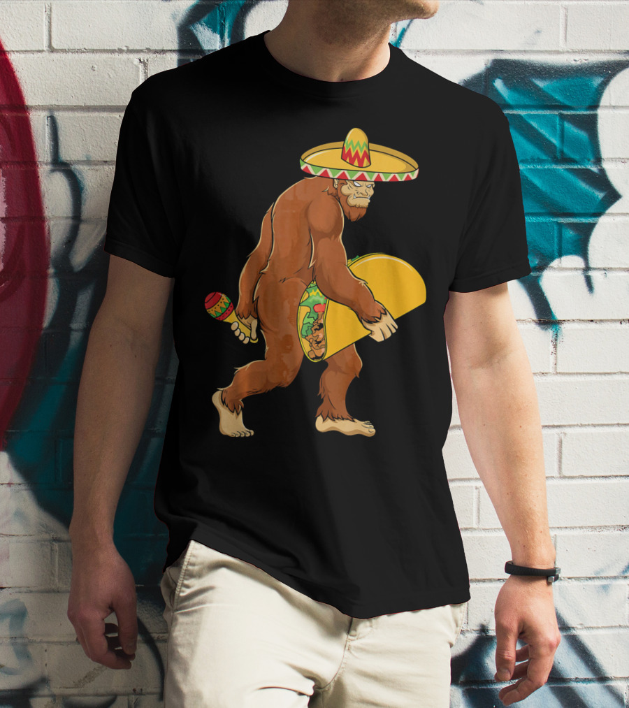 Bigfoot Cinco De Mayo Sombrero Taco Maraca T-Shirt