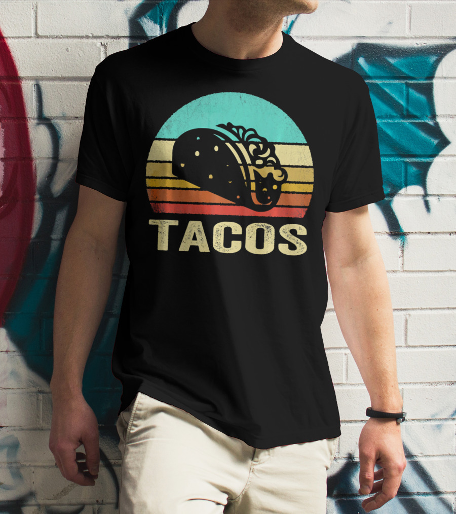 Vintage Tacos Retro Sunset Stripes T-Shirt