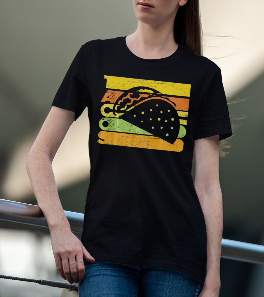 Vintage Retro Style Tacos Funny Ta Stripes Taco T-Shirt