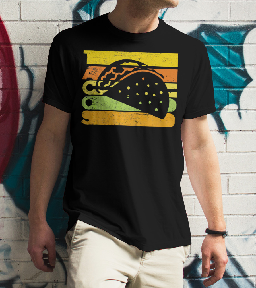 Vintage Retro Style Tacos Funny Ta Stripes Taco T-Shirt