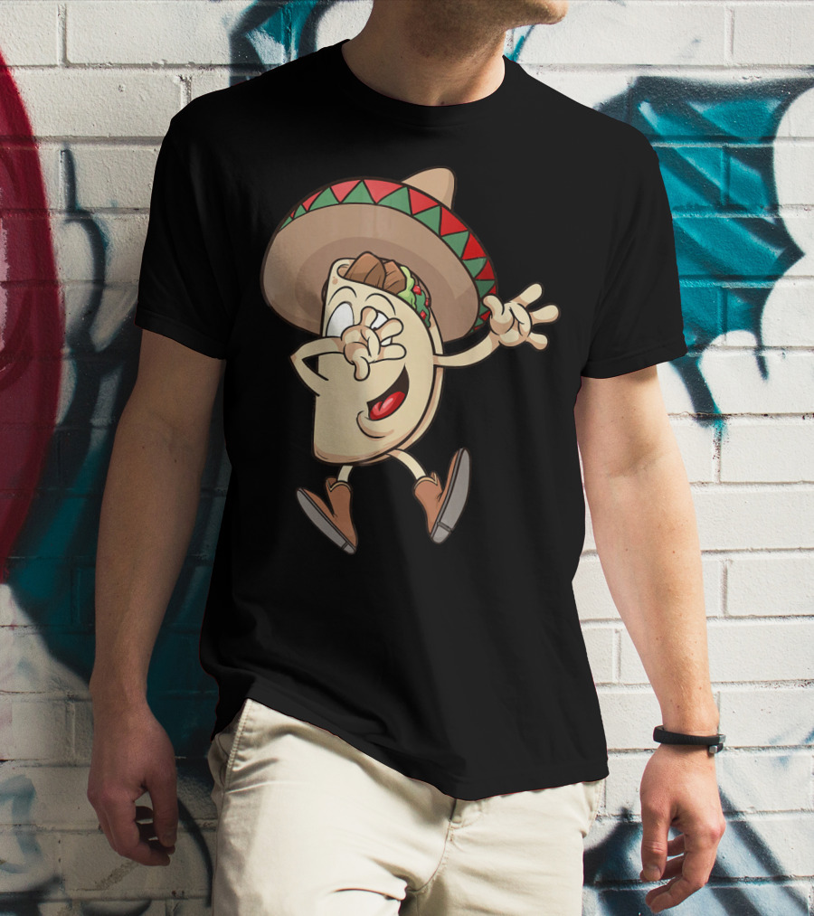 Taco Dance Funny Sombrero Wearin' Animated Taco Character T-Shirt
