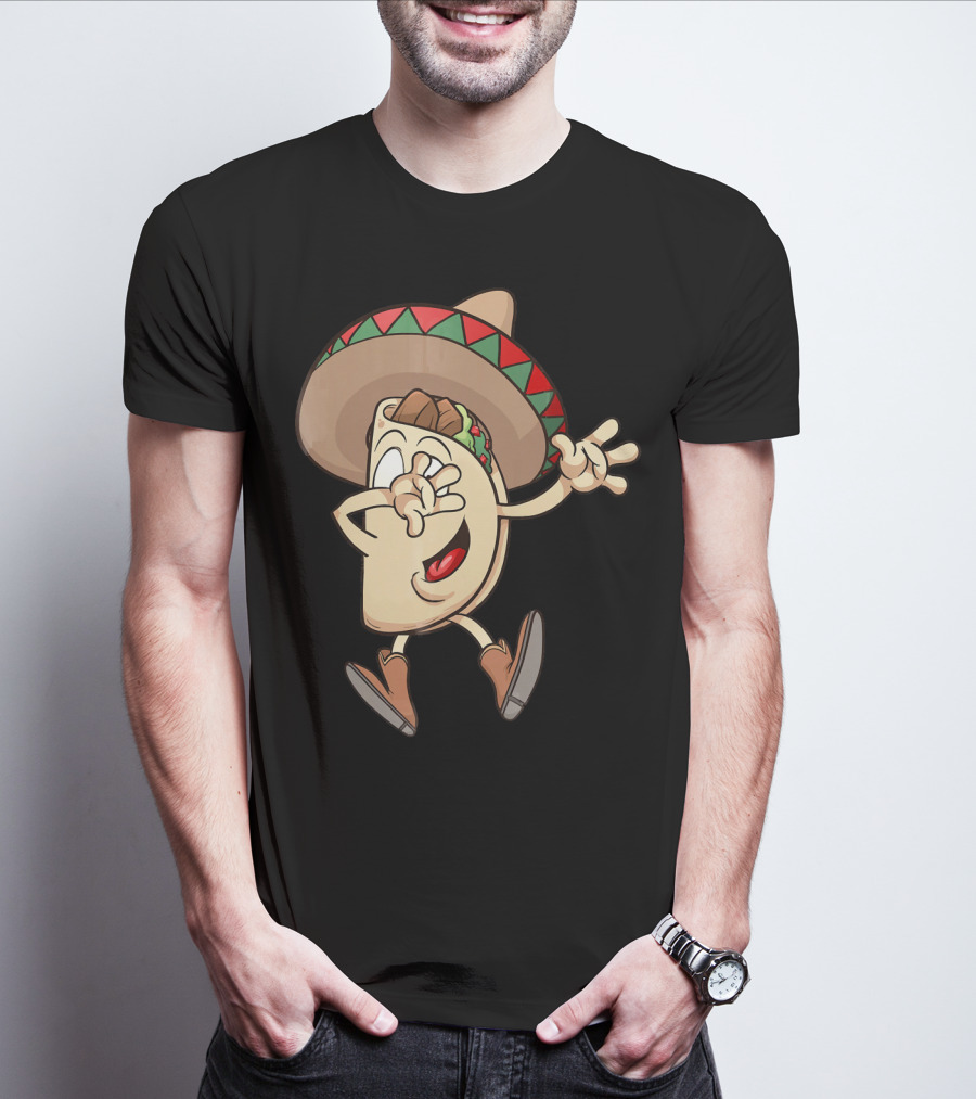 Taco Dance Funny Sombrero Wearin' Animated Taco Character T-Shirt