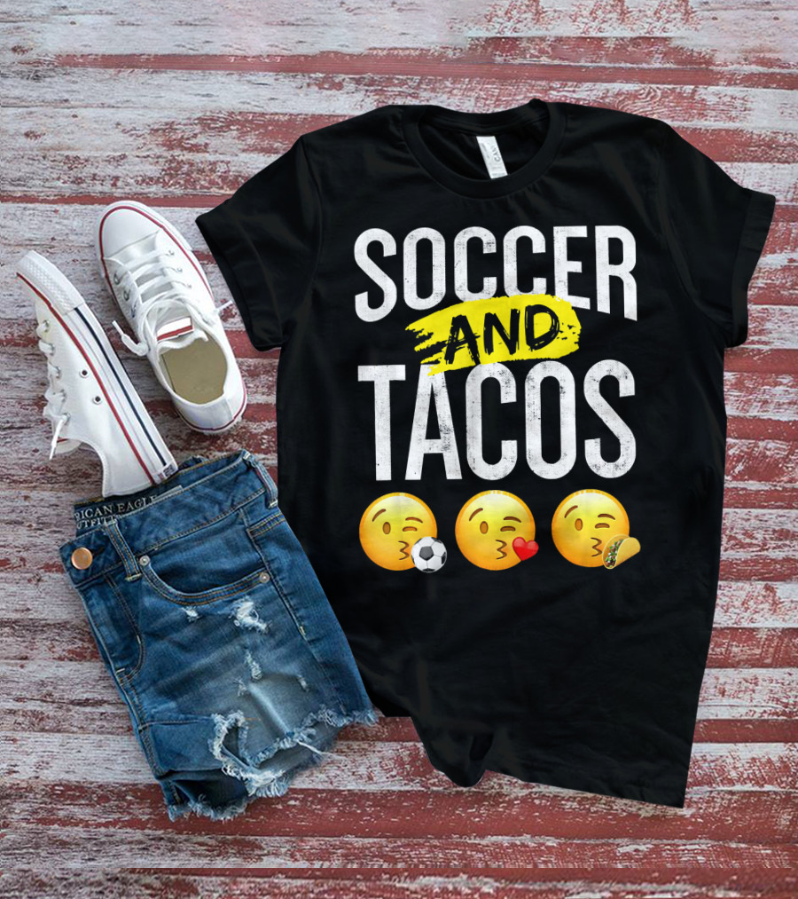 Soccer And Tacos Emoji Soccer Heart Tacos Emoji T-Shirt