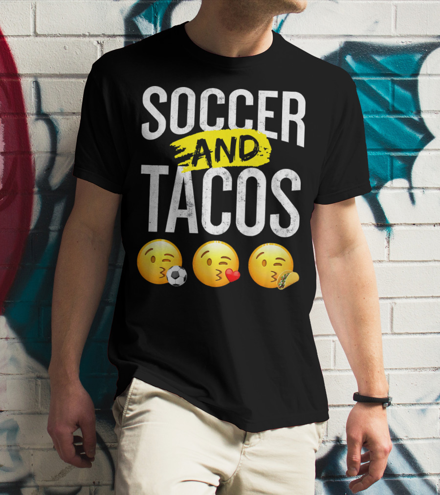 Soccer And Tacos Emoji Soccer Heart Tacos Emoji T-Shirt
