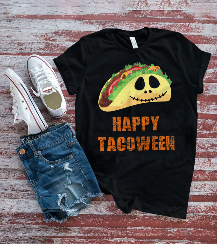 Happy Tacoween Halloween Taco Skeleton Face T-Shirt