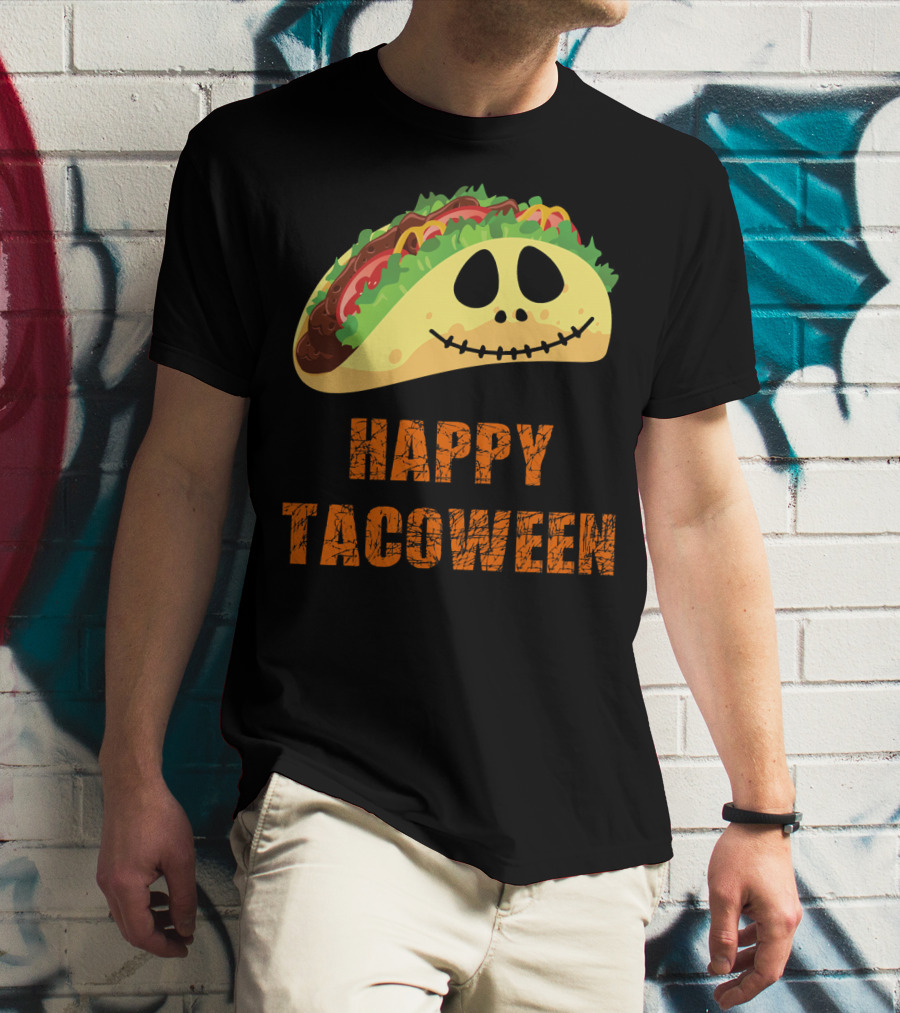 Happy Tacoween Halloween Taco Skeleton Face T-Shirt