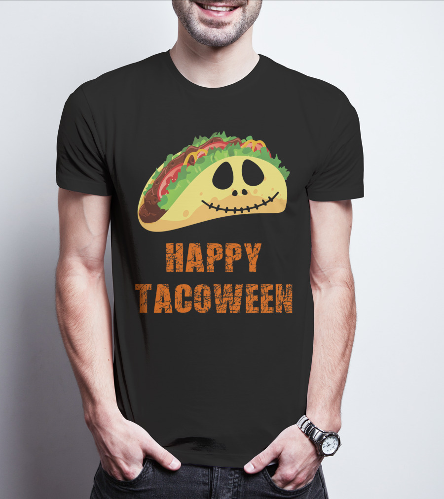 Happy Tacoween Halloween Taco Skeleton Face T-Shirt