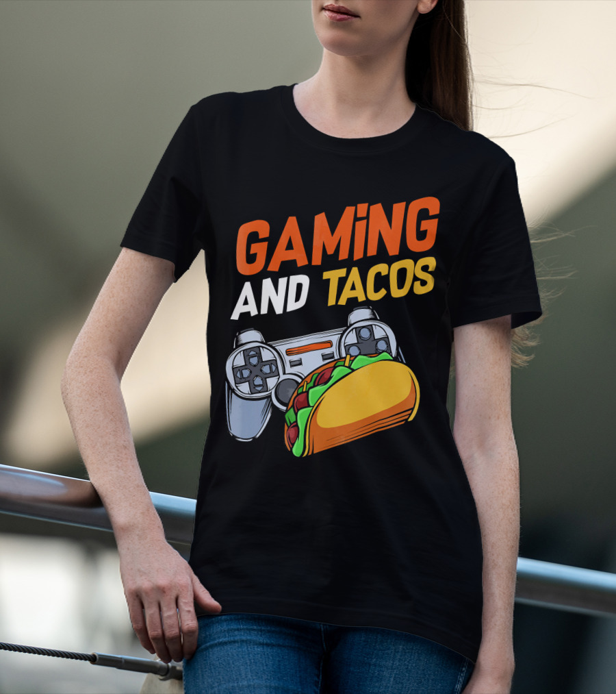 Gaming And Tacos Food Gaming Controller Fun T-Shirt