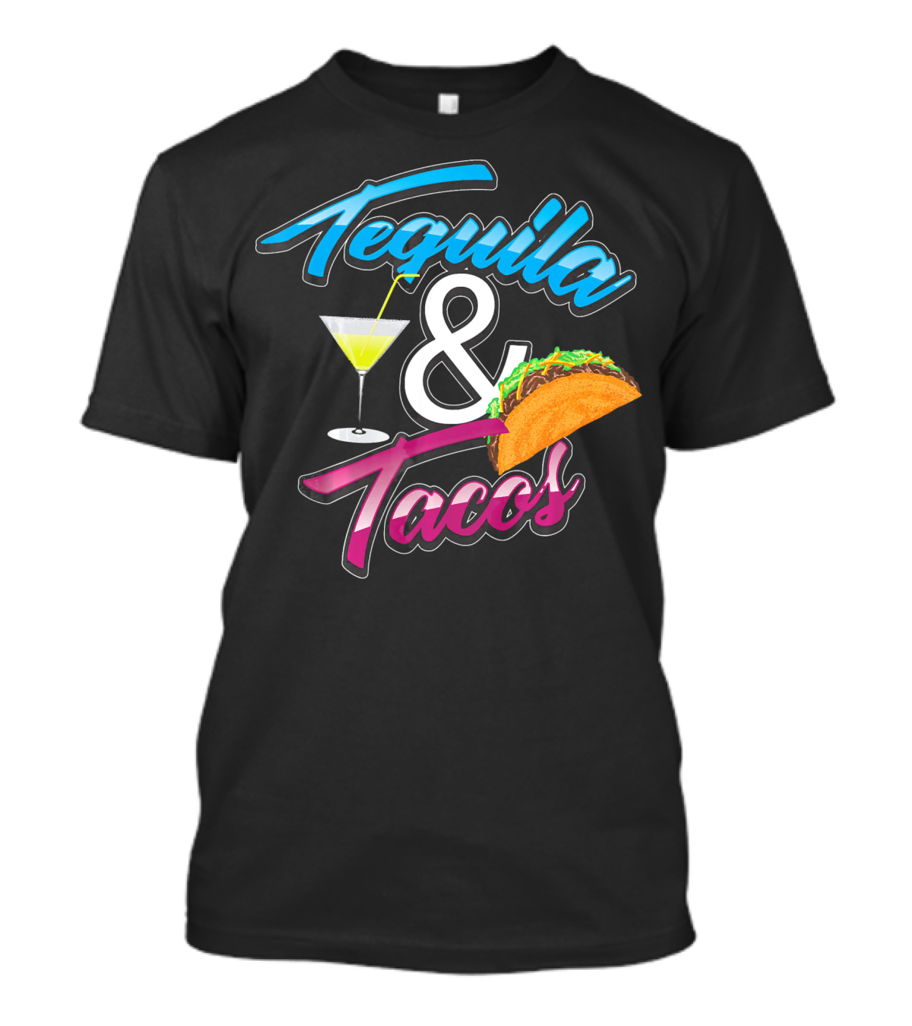Tequila And Tacos Cute Mexican Food Martini Glass Taco T-Shirt