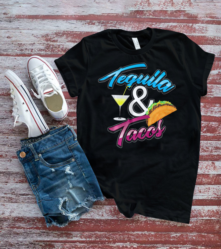 Tequila And Tacos Cute Mexican Food Martini Glass Taco T-Shirt