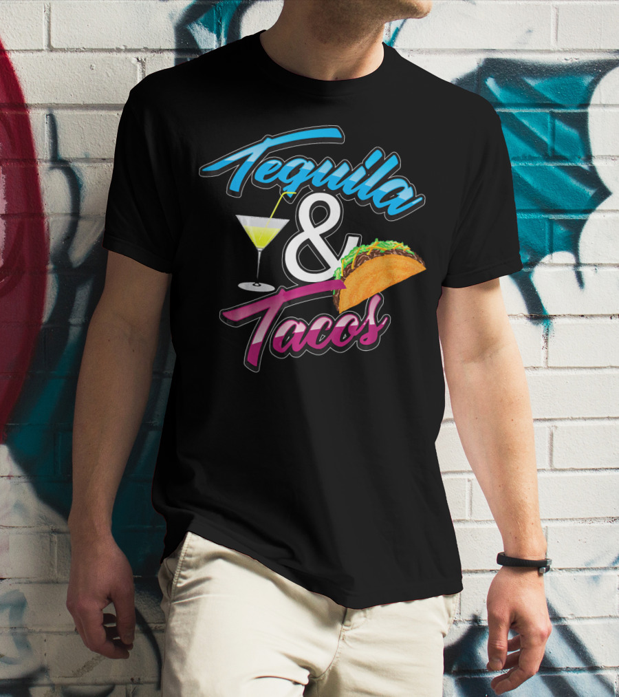 Tequila And Tacos Cute Mexican Food Martini Glass Taco T-Shirt