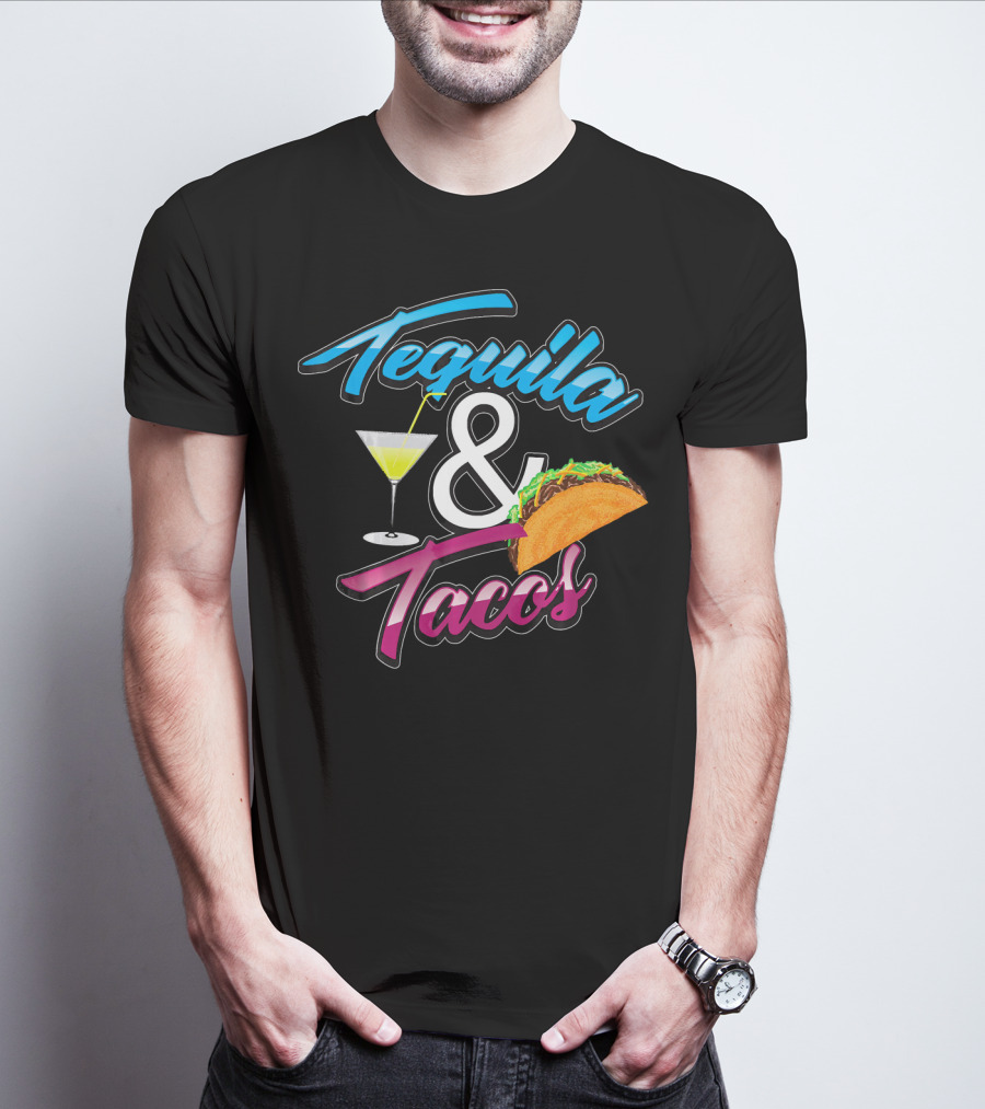 Tequila And Tacos Cute Mexican Food Martini Glass Taco T-Shirt