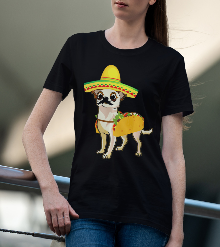 Funny Mexican Chihuahua Taco Cinco De Mayo T-Shirt