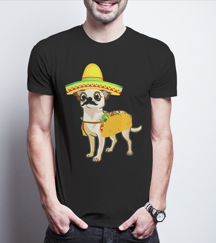 Funny Mexican Chihuahua Taco Cinco De Mayo T-Shirt