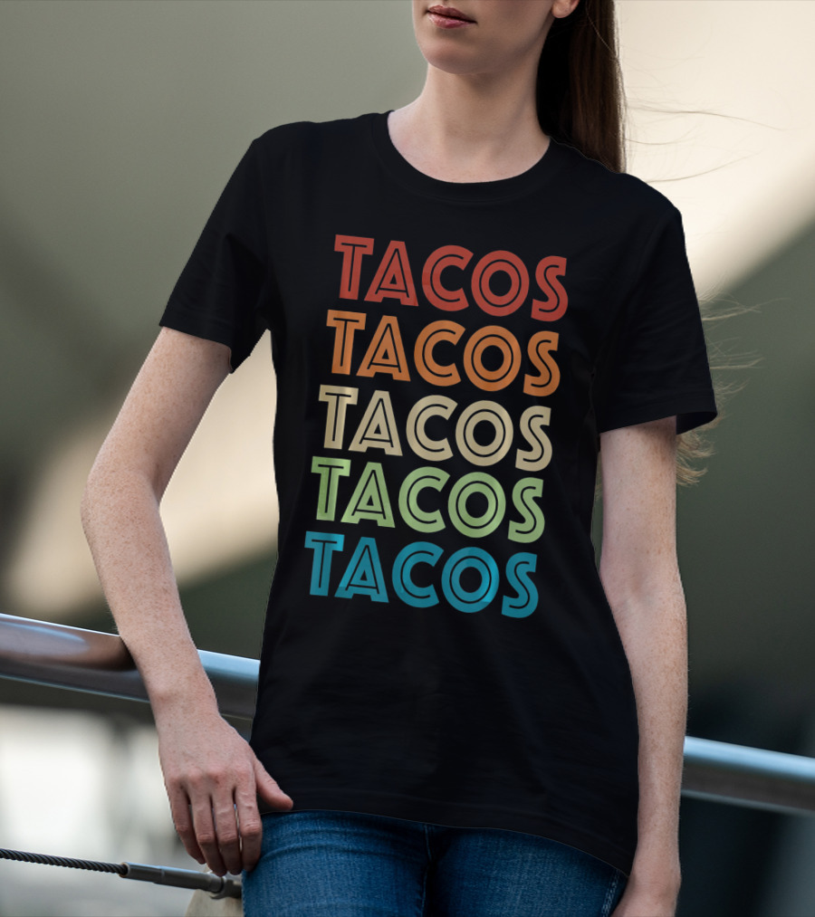 Vintage Tacos Cinco De Mayo Colorful Typography T-Shirt