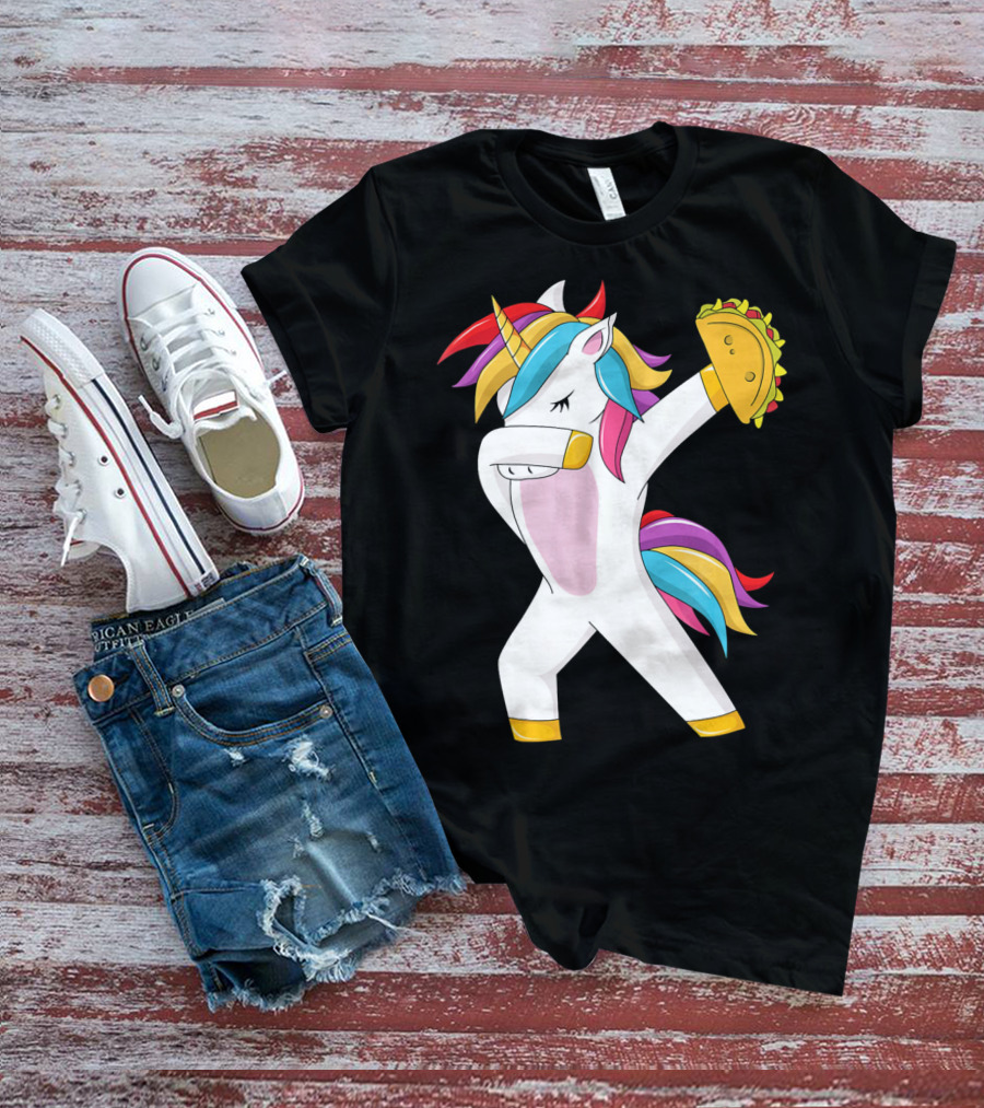 Taco Unicorn Dabbing Dab Funny Cinco De Mayo Rainbow T-Shirt