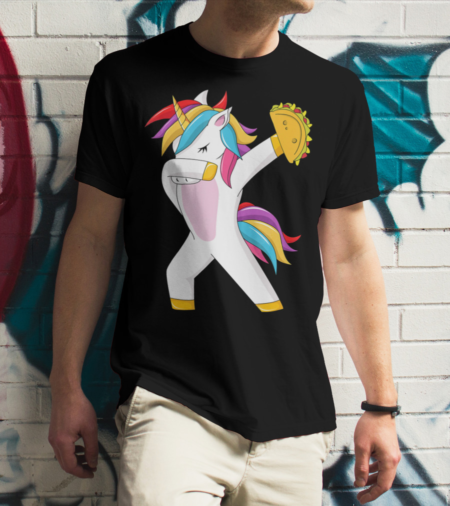 Taco Unicorn Dabbing Dab Funny Cinco De Mayo Rainbow T-Shirt