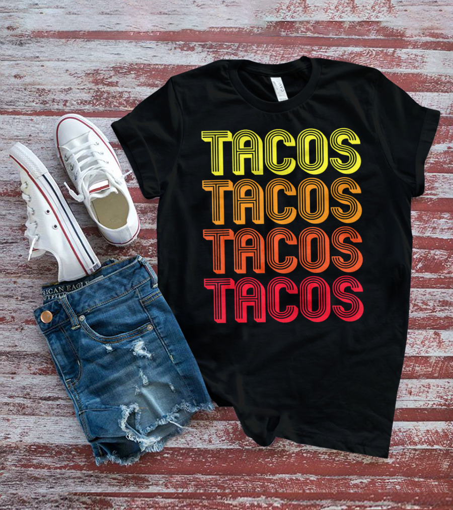 Vintage Tacos Guac Matching Set Funny Co Repeated Text Bold Gradient T-Shirt