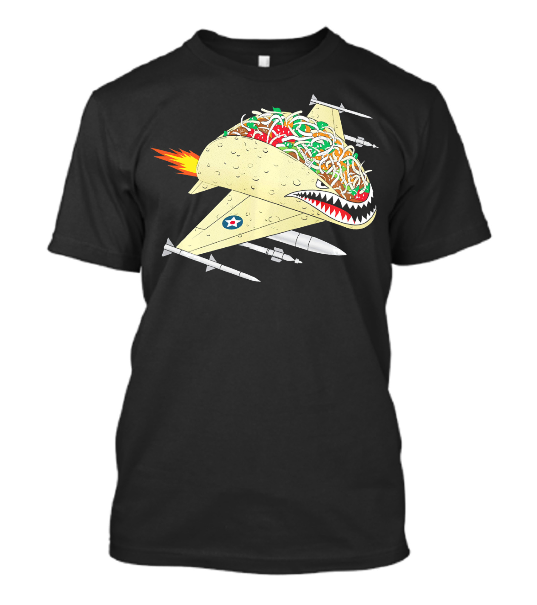 Taco Fighter Jet Air Force Military Shark T-Shirt