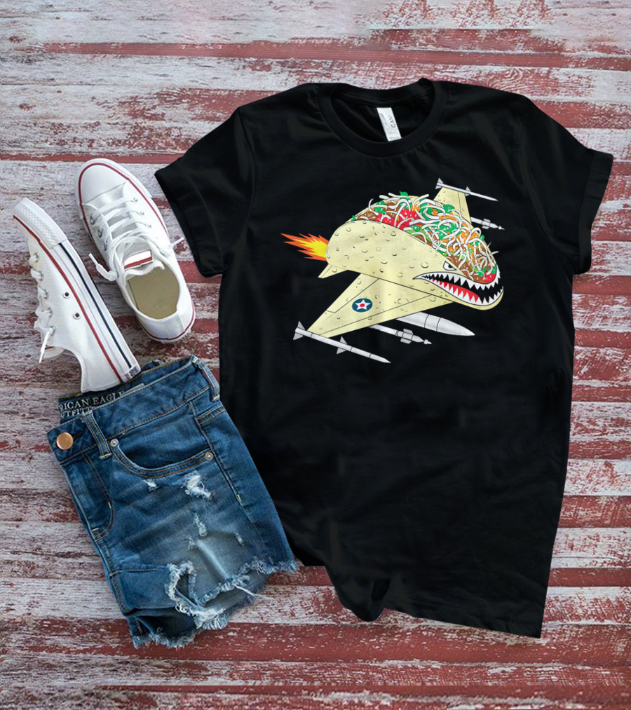 Taco Fighter Jet Air Force Military Shark T-Shirt