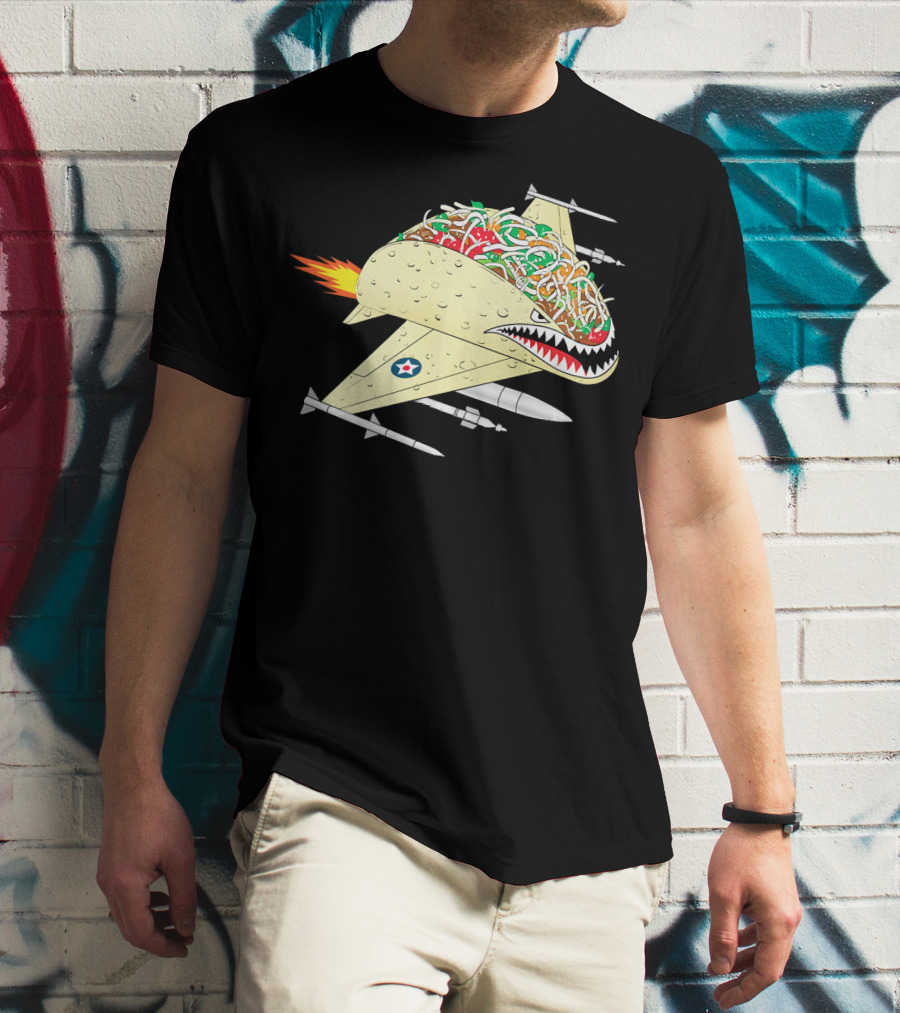 Taco Fighter Jet Air Force Military Shark T-Shirt